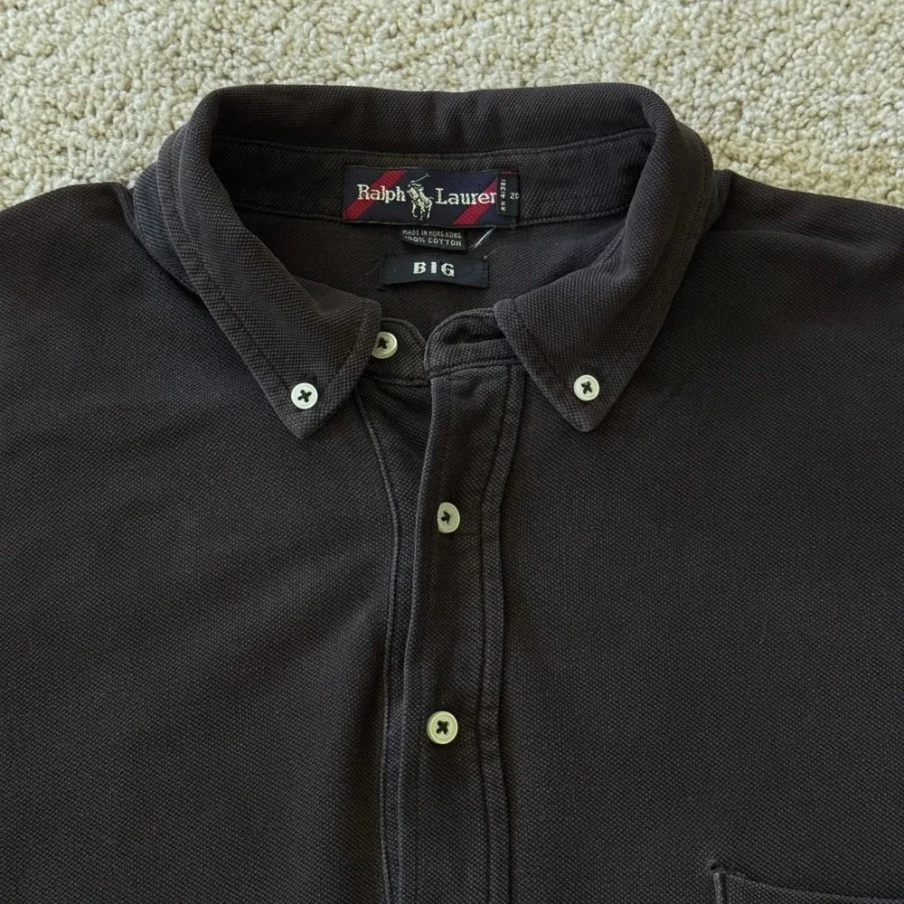 vintage ralph lauren big Large polo shirt men's black